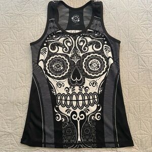 INKnBURN Black and White Sugar Skull Tank Top